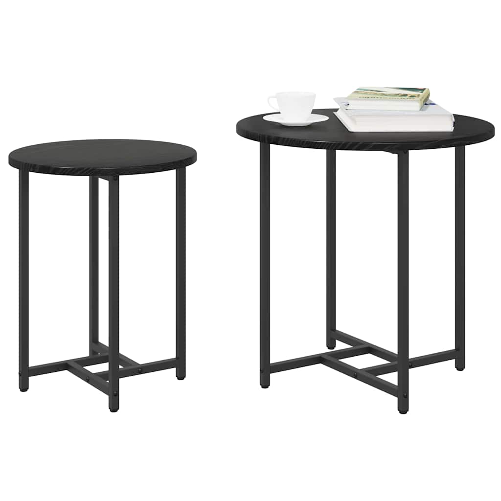 Sidebordssett 2 pcs Svart Eik