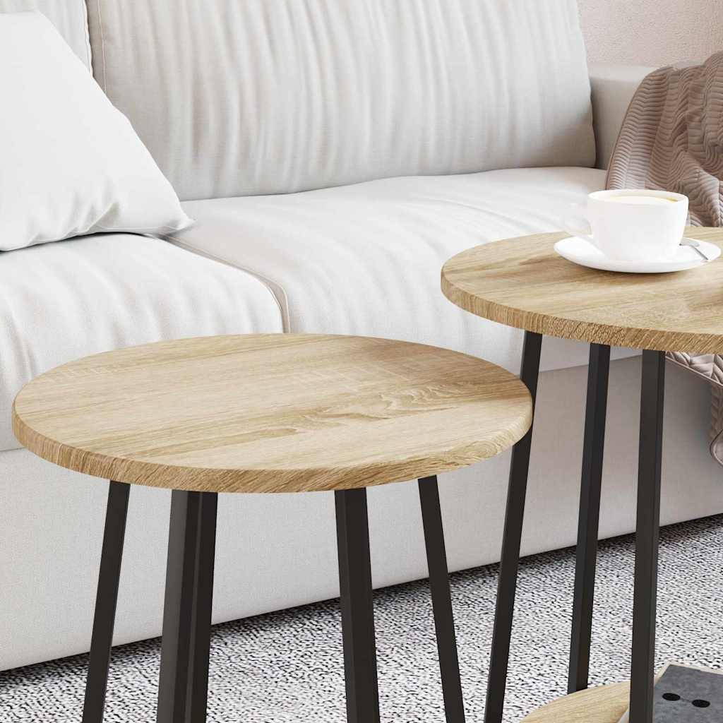 Sidebordssett med hylle 2 pcs Sonoma Eik og Svart