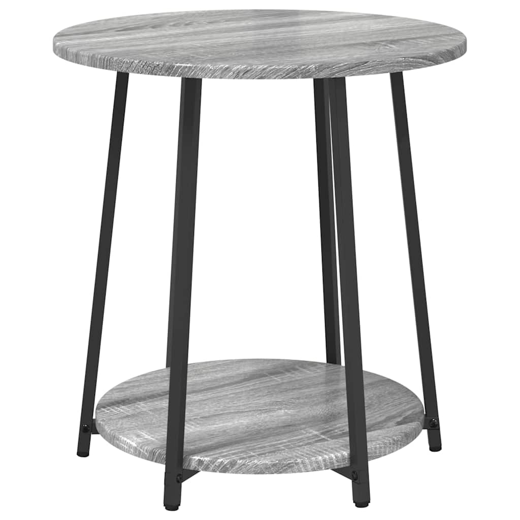 Sidebordssett med hylle 2 pcs Grå Sonoma og Svart