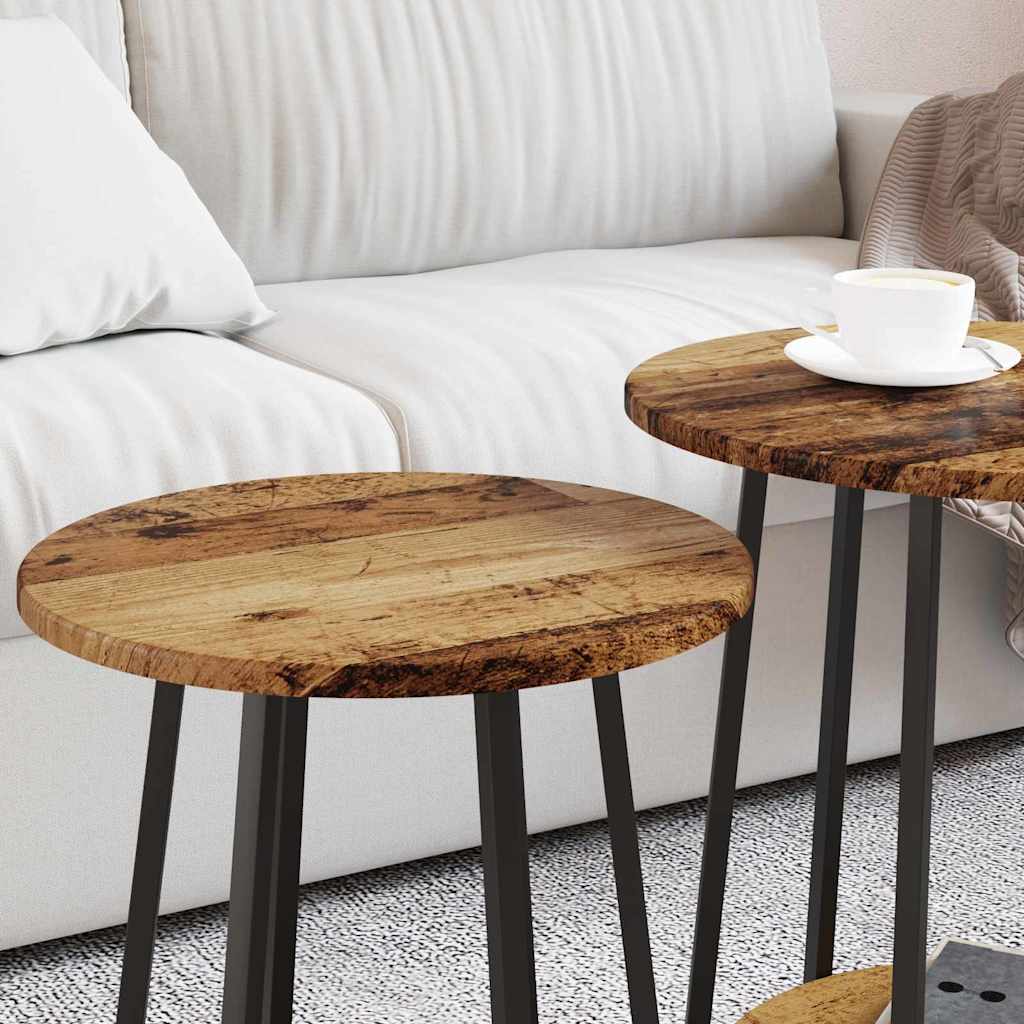 Sidebordssett med hylle 2 pcs Gammel tre og svart