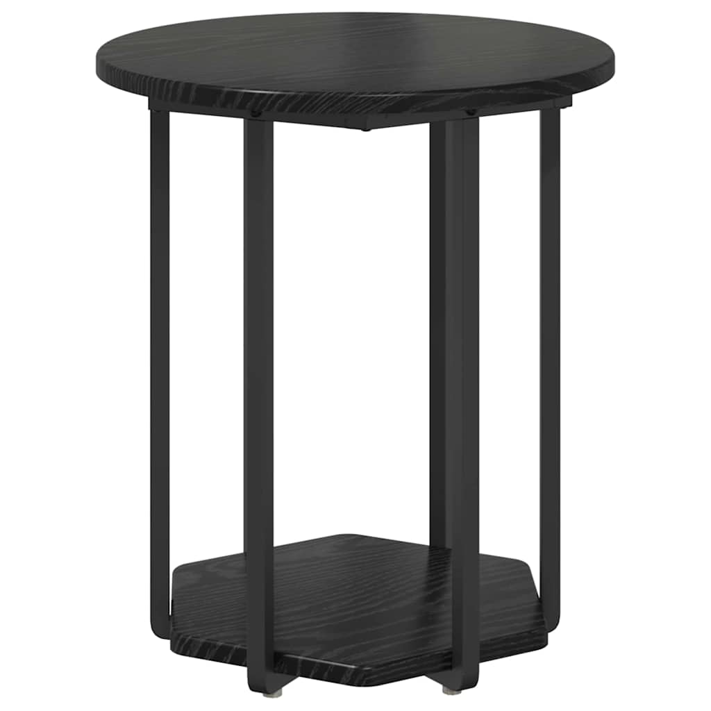 Sidebordssett med hylle 2 pcs Svart Eik