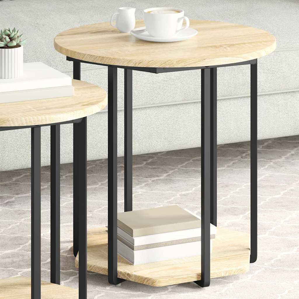 Sidebordssett med hylle 2 pcs Brun