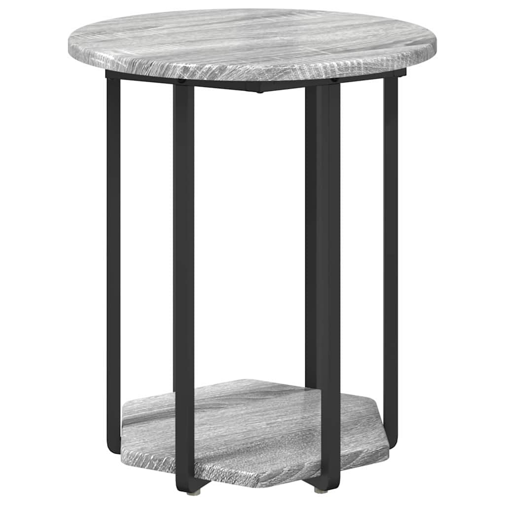 Sidebordssett med hylle 2 pcs Grå