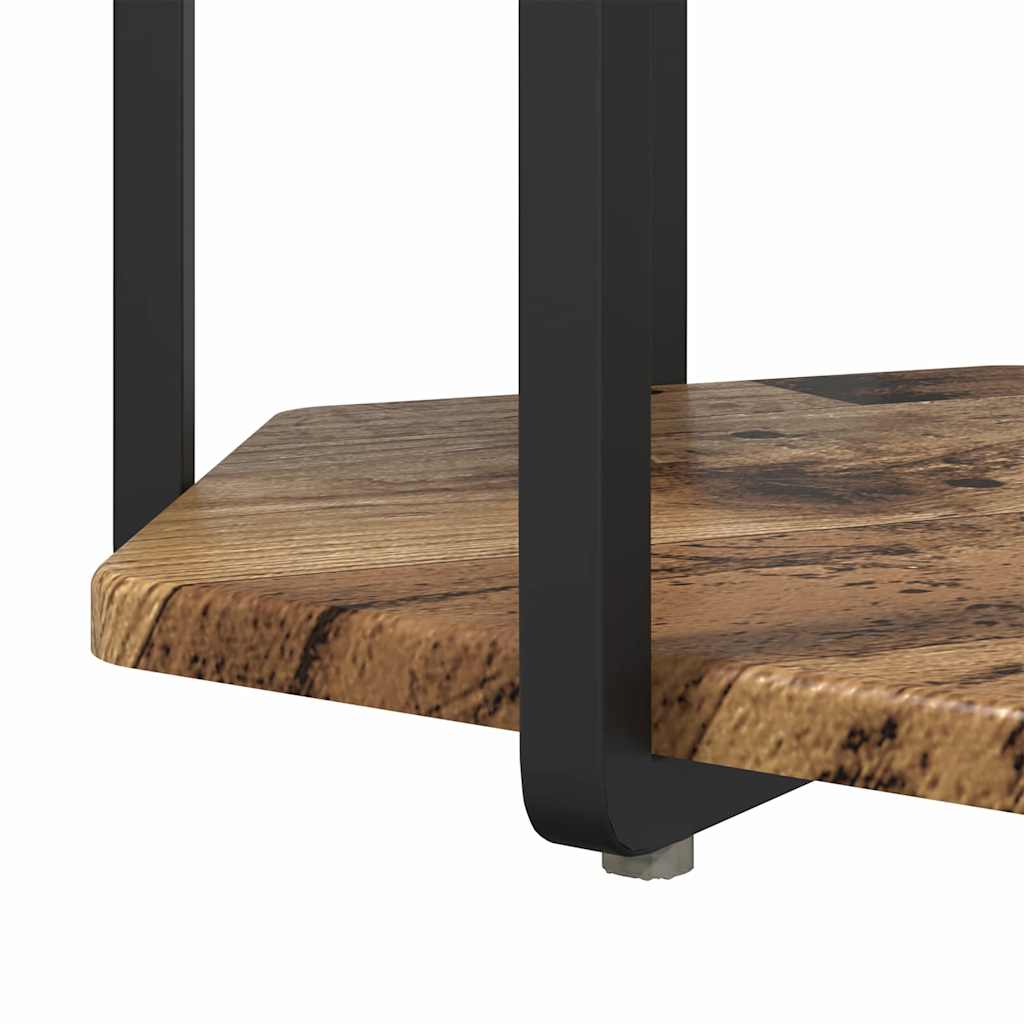 Sidebordssett med hylle 2 pcs Brun