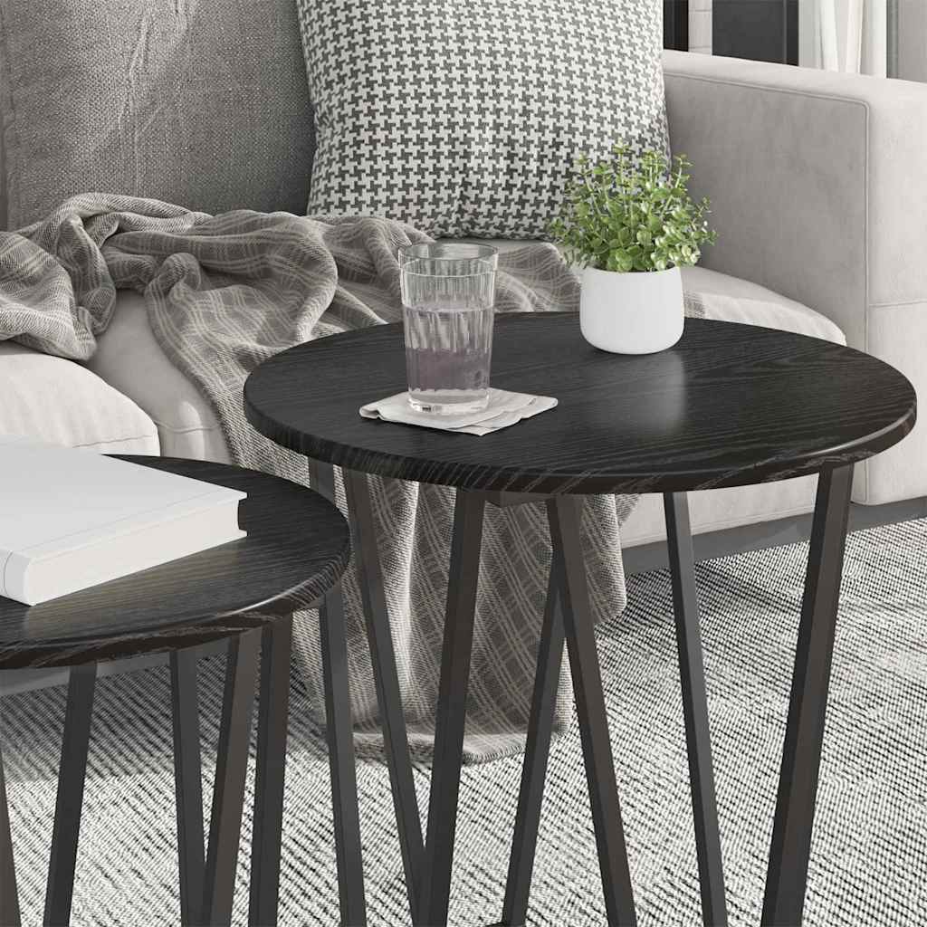 Sidebordssett 2 pcs Svart Eik