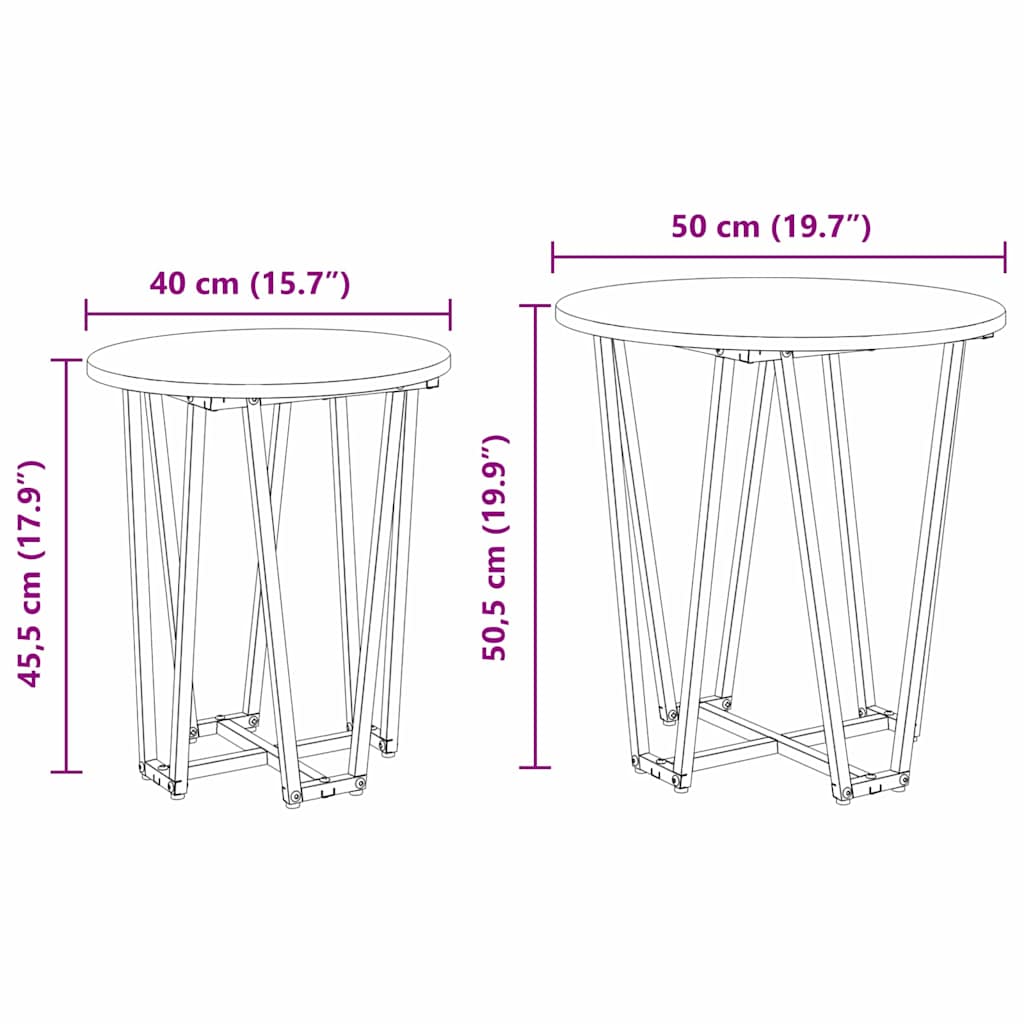Sidebordssett 2 pcs Svart eik 50 x 50 x 50.5 cm