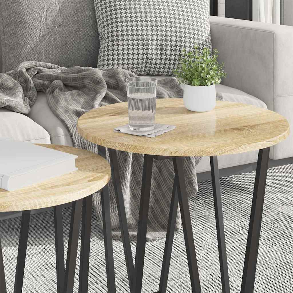 Sidebordssett 2 pcs Sonoma Eik og Svart