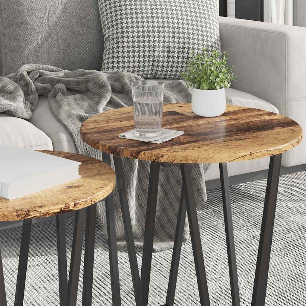 Sidebordssett 2 pcs Gammel tre og svart
