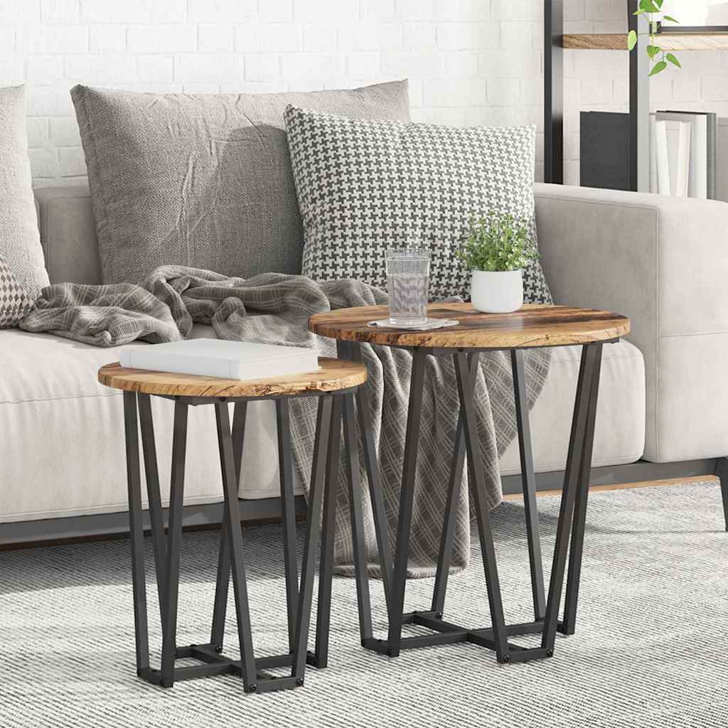 Sidebordssett 2 pcs Gammel tre og svart
