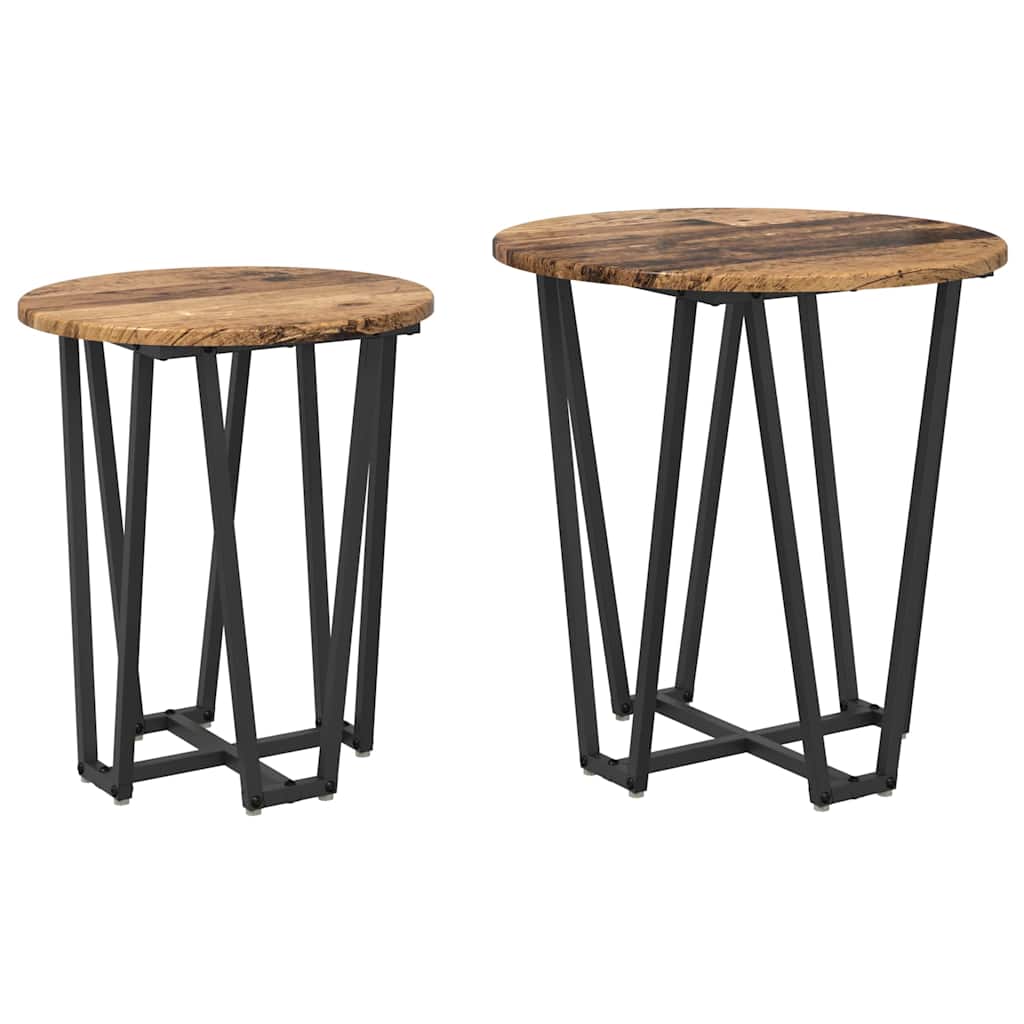 Sidebordssett 2 pcs Gammel tre og svart