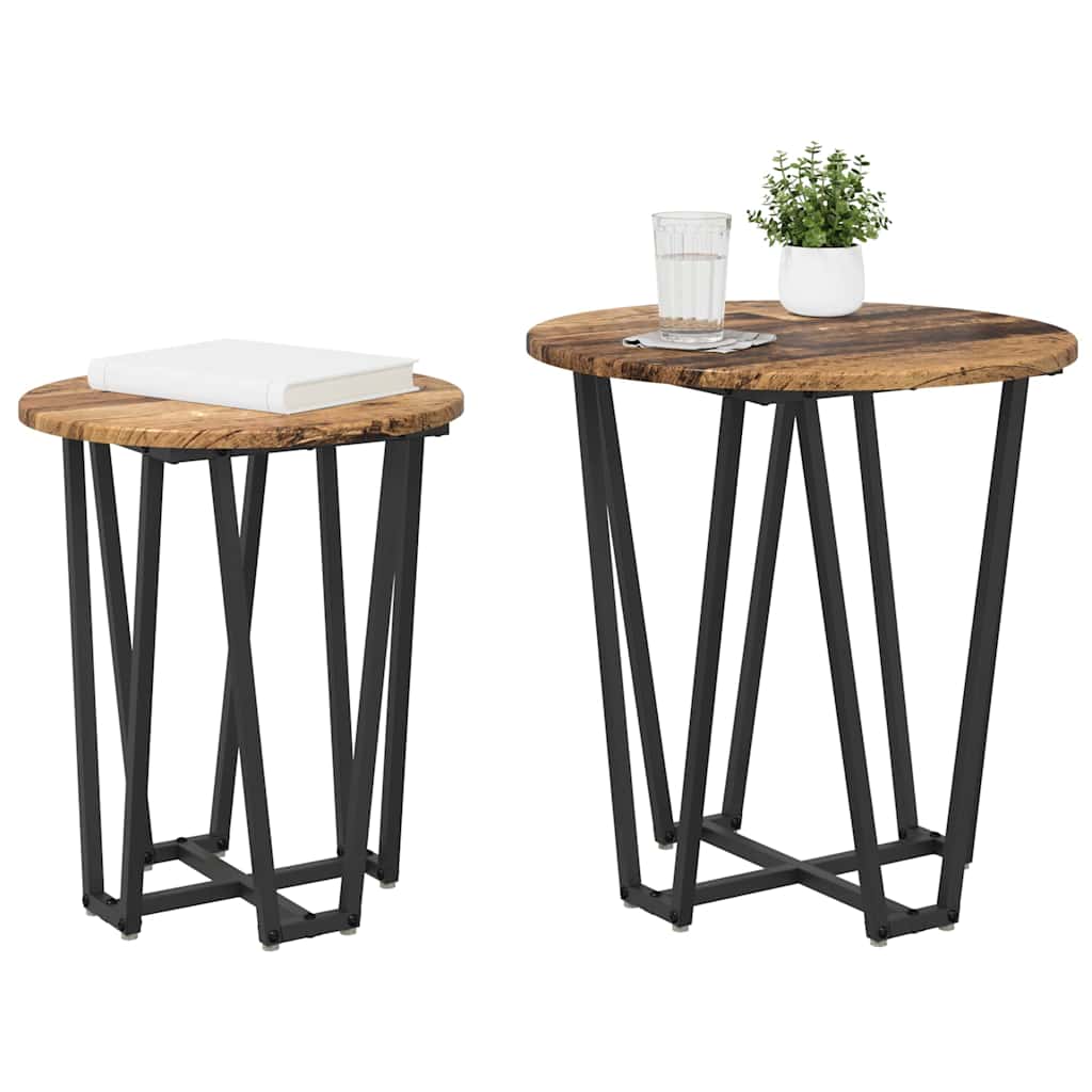 Sidebordssett 2 pcs Gammel tre og svart