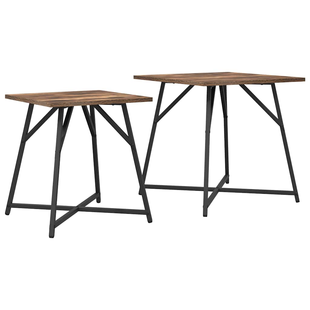 Sidebordssett 2 pcs Røyk Eik og Svart