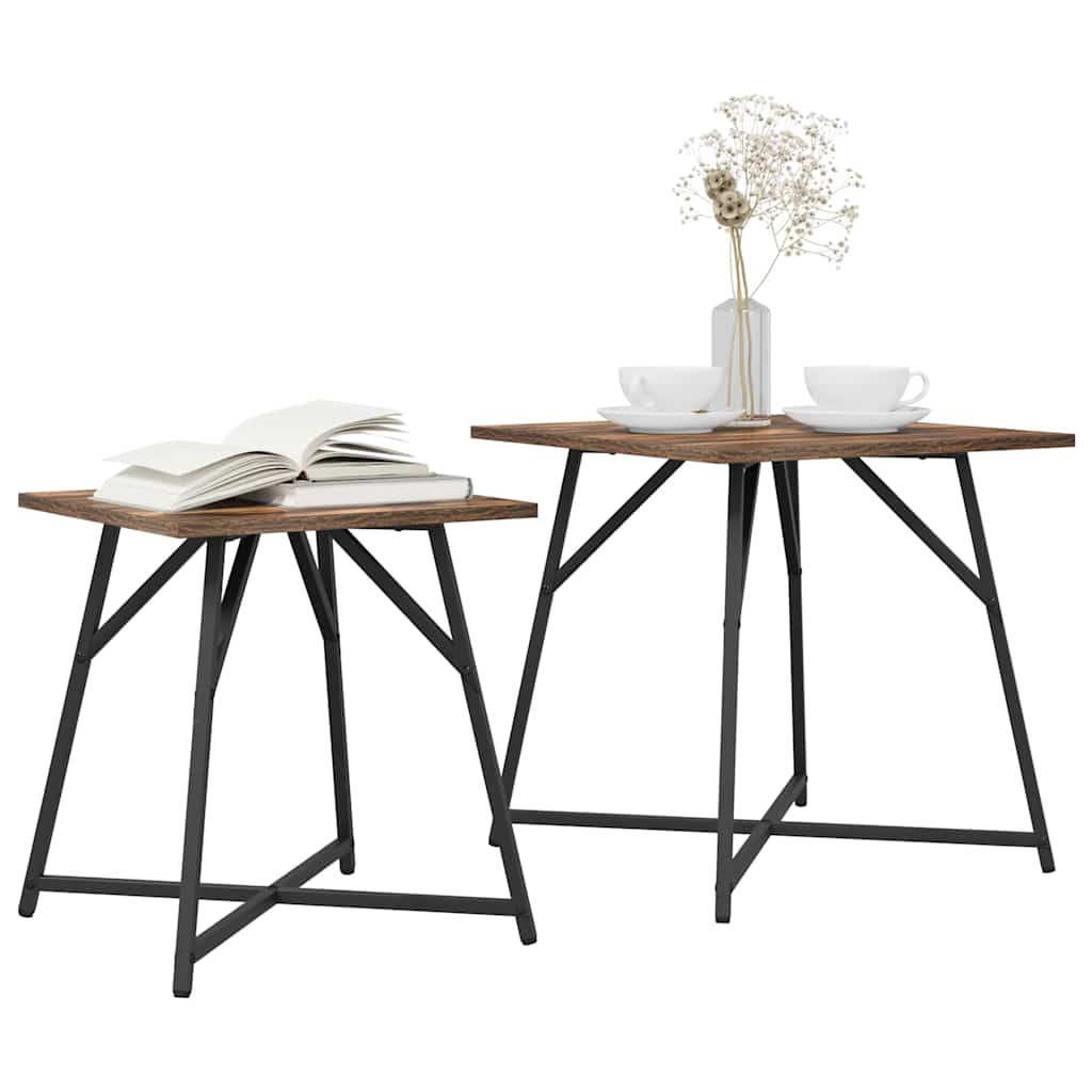 Sidebordssett 2 pcs Røyk Eik og Svart