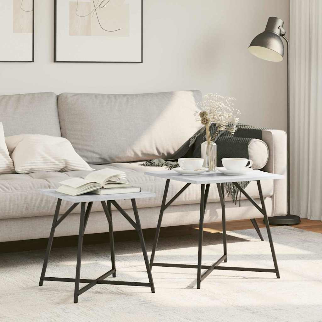 Sidebordssett 2 pcs Grå Sonoma og Svart