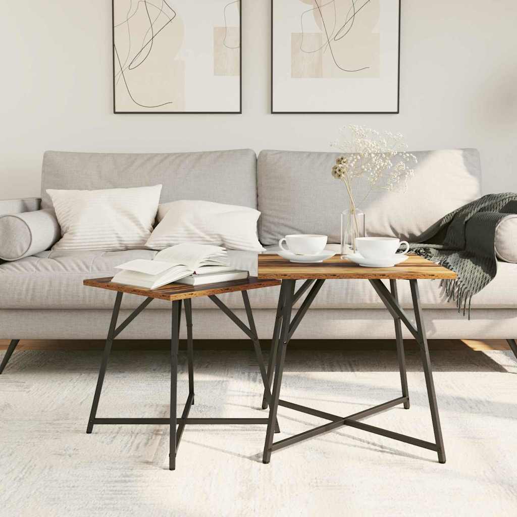 Sidebordssett 2 pcs Gammel tre og svart