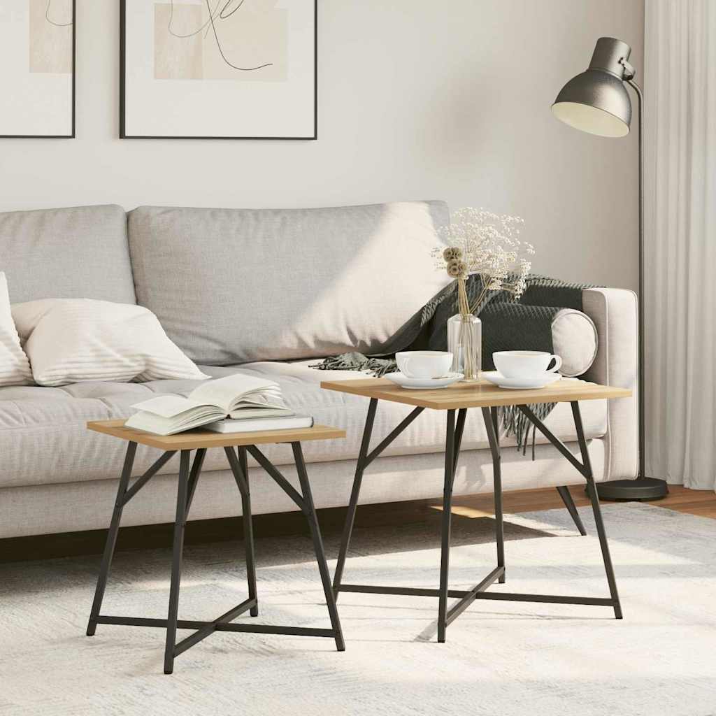 Sidebordssett 2 stk. Artisan Eik og Svart 50 x 50 x 50 cm