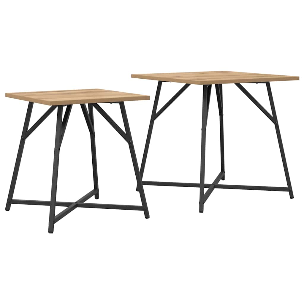Sidebordssett 2 stk. Artisan Eik og Svart 50 x 50 x 50 cm