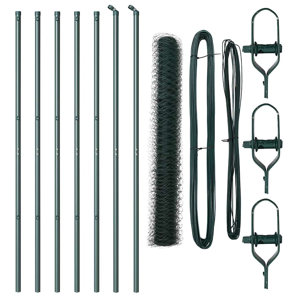 Gjerdepåle grønn 10 x 1 m (36 mm mesh) Stål og PVC vidaXL