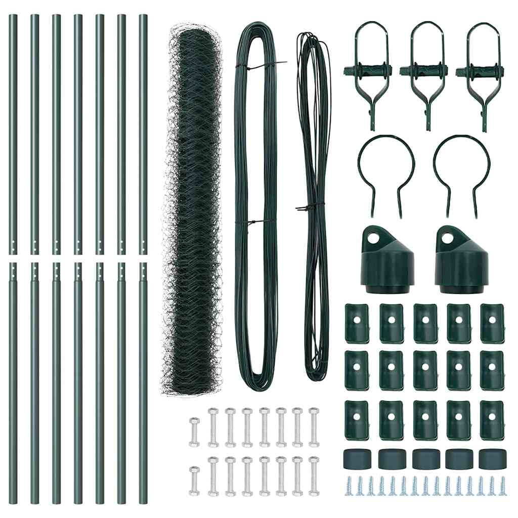 Gjerdepåle grønn 10 x 1 m (36 mm mesh) Stål og PVC vidaXL