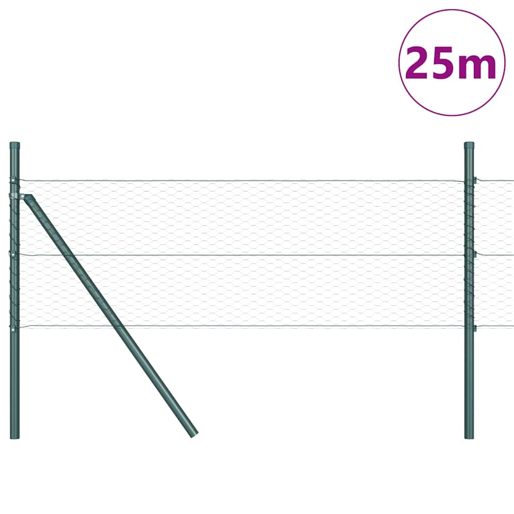 Gjerdepåle grønn 25 x 0,5 m (25 mm nett) Stål vidaXL