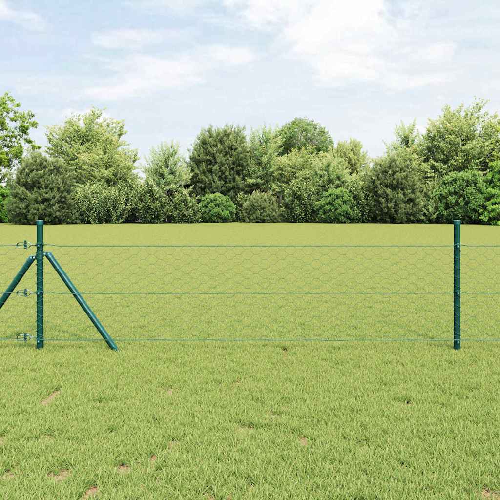 Gjerdepåle grønn 25 x 0,5 m (50 mm nett) Stål vidaXL