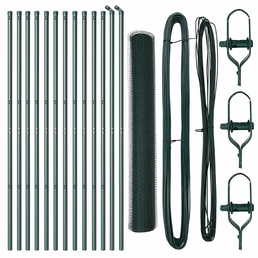 Gjerdepåle grønn 25 x 1,2 m (25 mm maske) Stål vidaXL