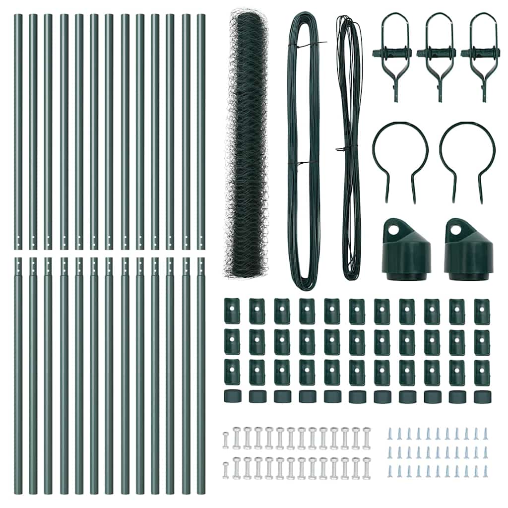 Gjerdepåle grønn 25 x 1,2 m (50 mm mesh) Stål vidaXL