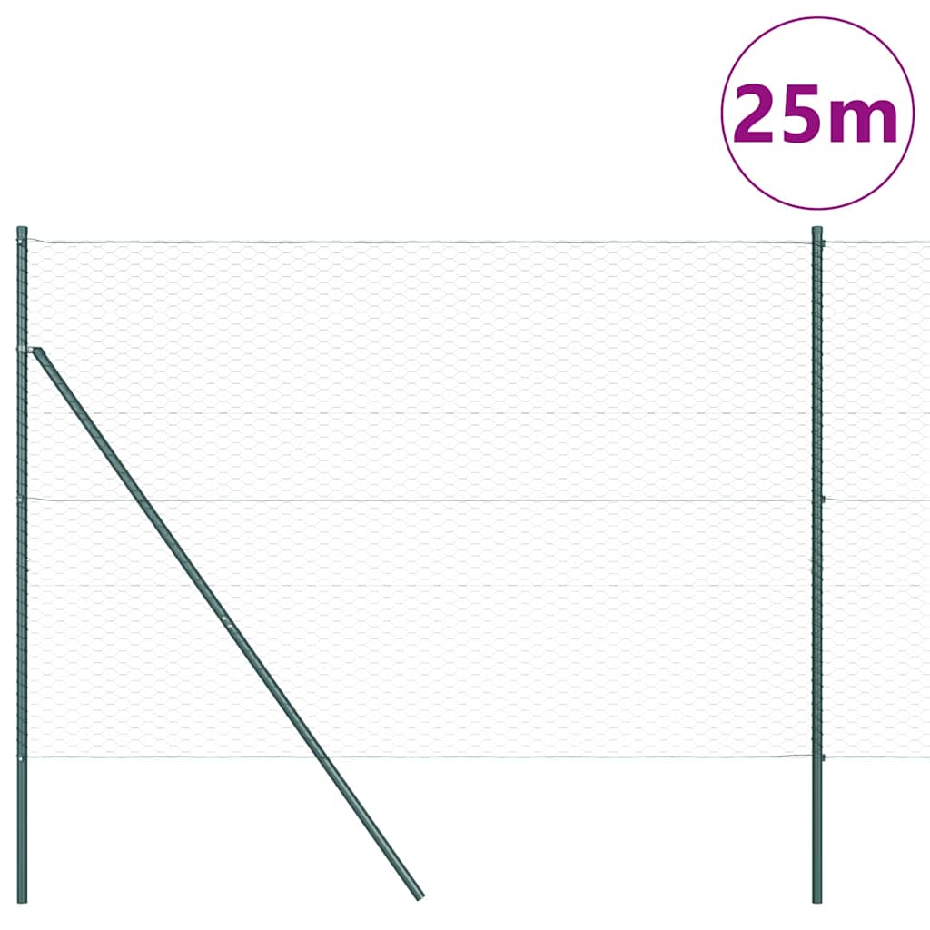 Gjerdepåle grønn 25 x 1,5 m (36 mm nett) Stål vidaXL