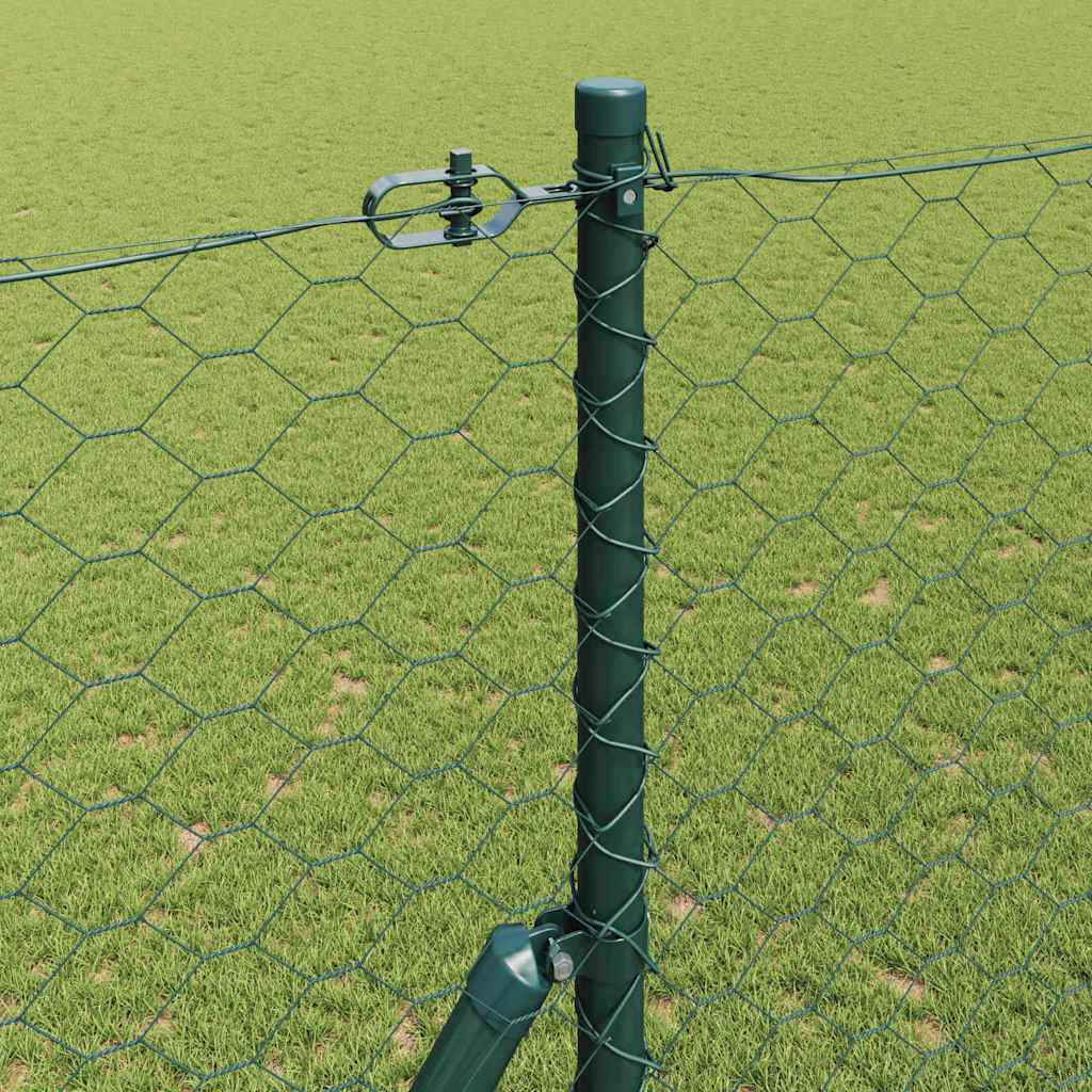 Gjerdepåle grønn 25 x 1,5 m (50 mm mesh) Stål vidaXL