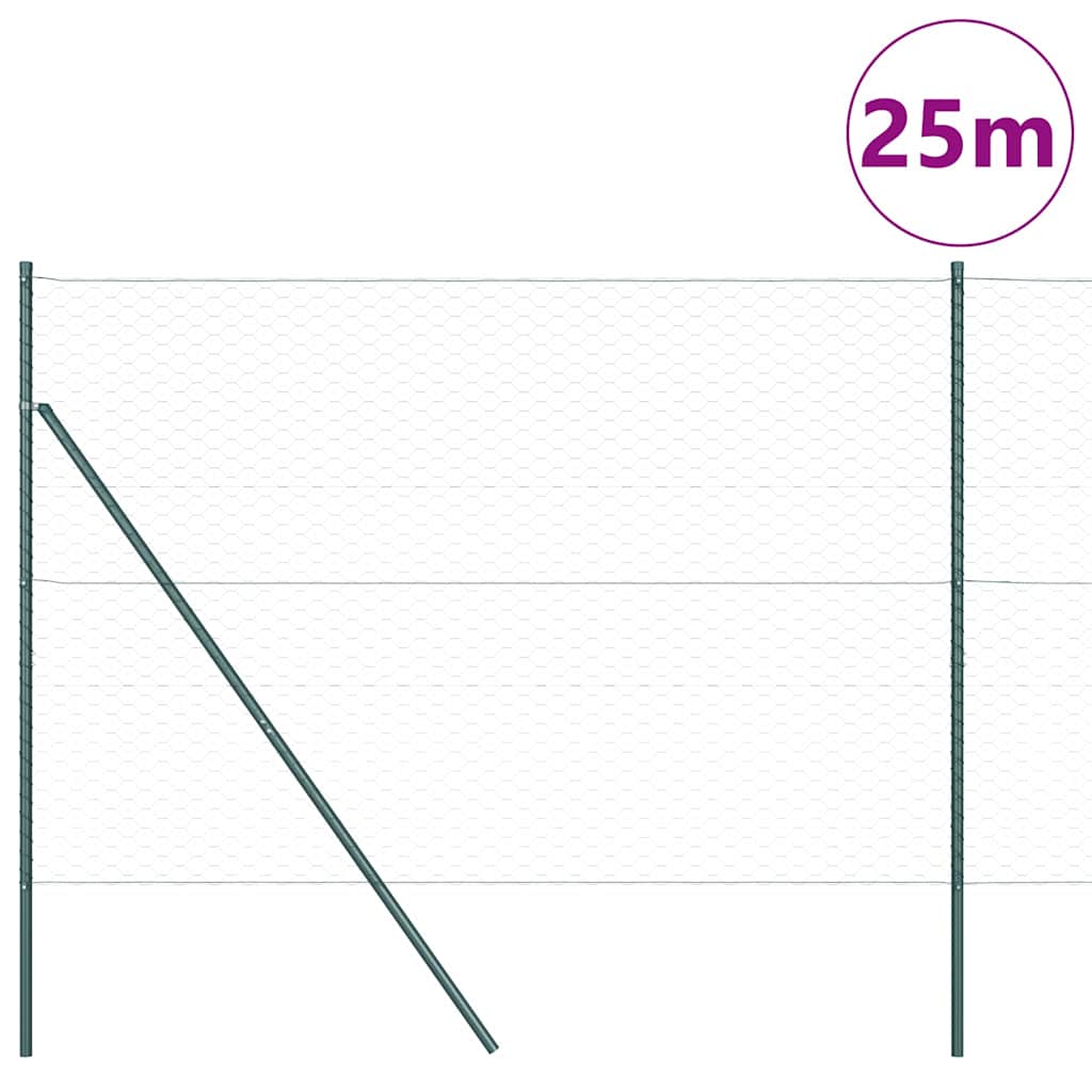 Gjerdepåle grønn 25 x 1,5 m (50 mm mesh) Stål vidaXL