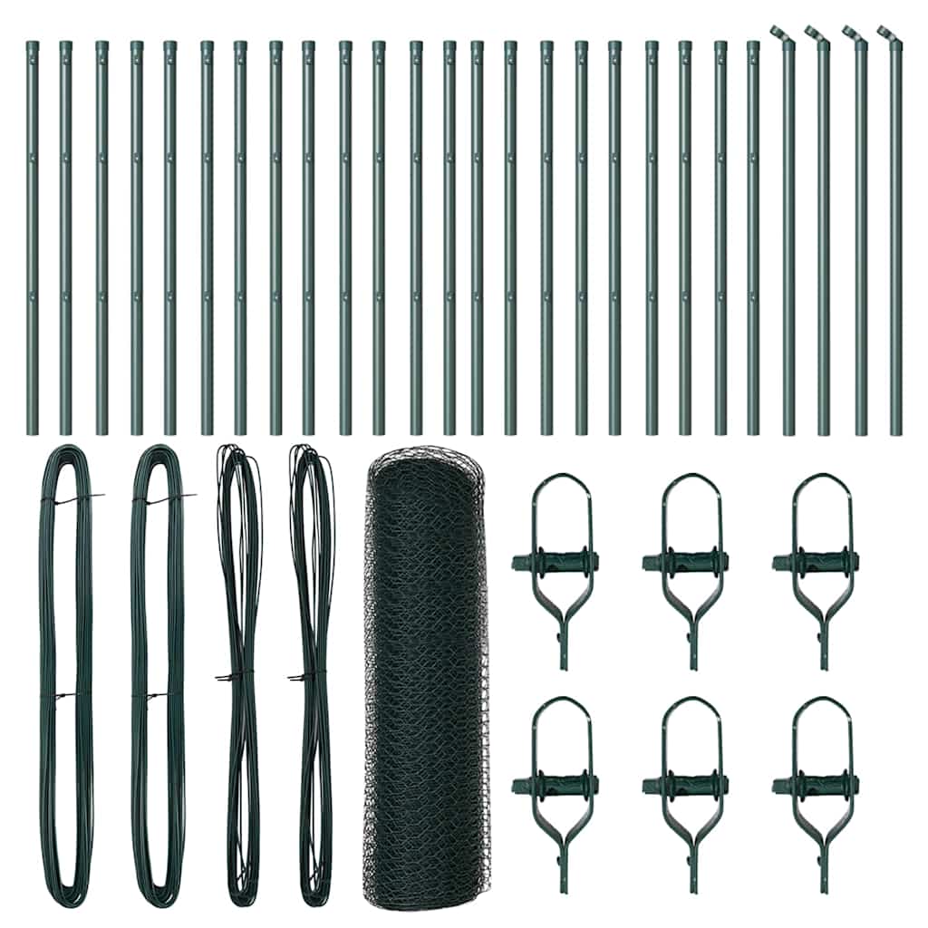 Gjerdepåle grønn 50 x 0,5 m (25 mm nett) Stål og PVC vidaXL