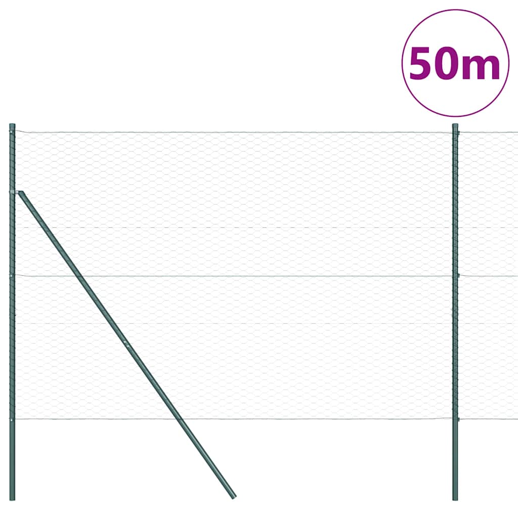 Utendørs sekskantet gjerde-fest 50 x 1,5 m PVC-belagt stål Mesh