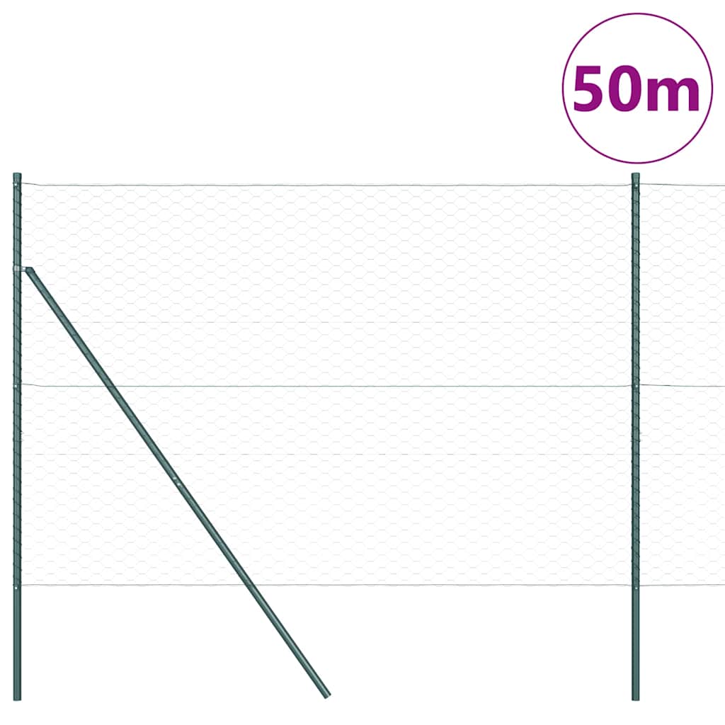 Utendørs sekskantet gjerde-fest 50 x 1,6 m PVC-belagt stål Mesh