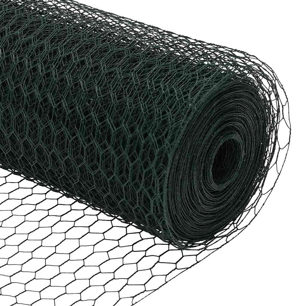 Sekskantet gjerde grunstift 100 x 0,5 m PVC-belagt stål Grønn
