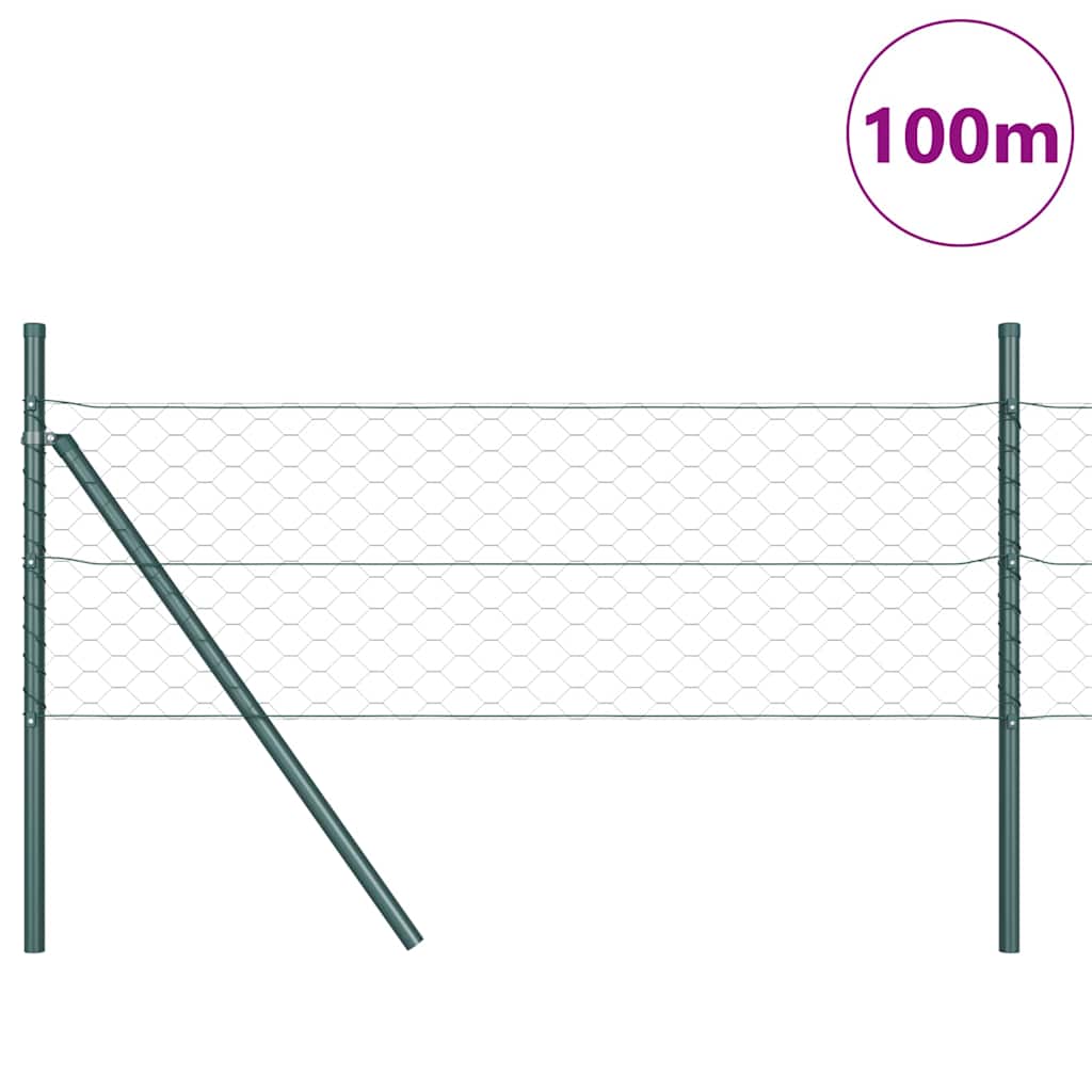 Utendørs sekskantet gjerde-fest 100 x 0,5 m PVC-belagt stål