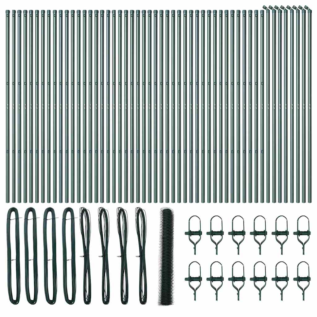 Sekskantet gjerde grunstift 100 x 1 m PVC-belagt stål Grønn