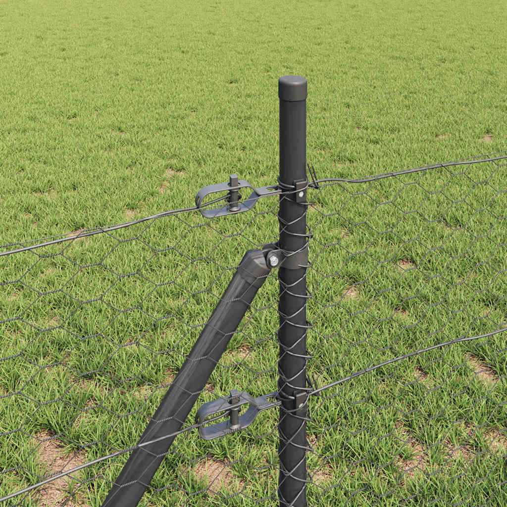 Gjerdepåle Grå 10 x 0,8 m (36 mm mesh) Stål og PVC vidaXL