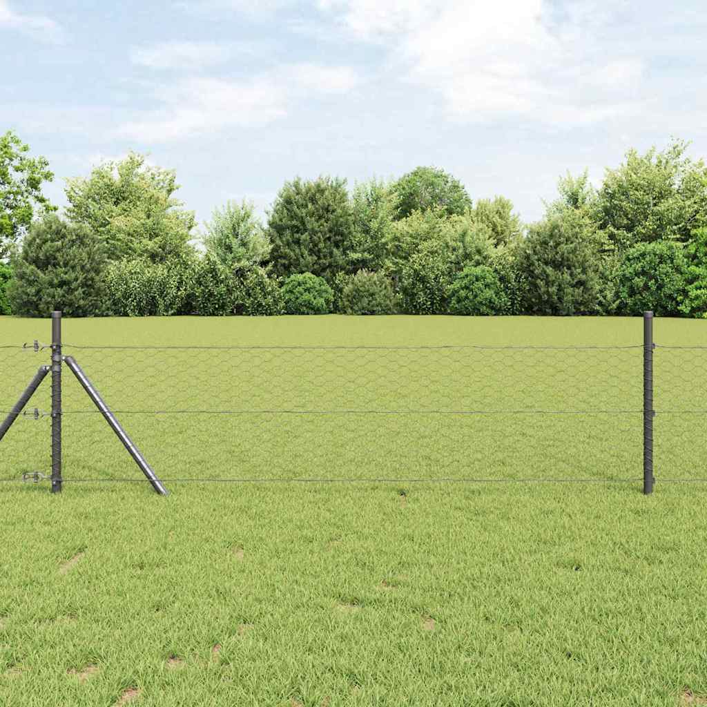 Gjerdepåle Grå 10 x 0,8 m (36 mm mesh) Stål og PVC vidaXL