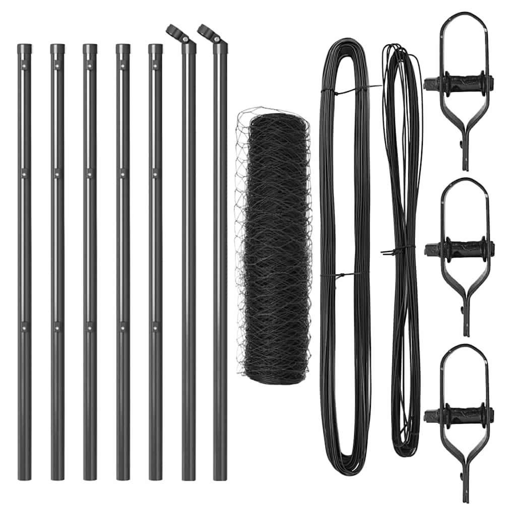 Gjerdepåle Grå 10 x 0,8 m (36 mm mesh) Stål og PVC vidaXL