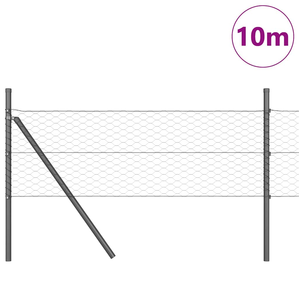 Gjerdepåle Grå 10 x 0,8 m (36 mm mesh) Stål og PVC vidaXL