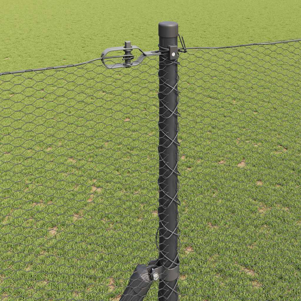 Gjerdepåle Grå 10 x 1,5 m (13 mm nett) Stål og PVC vidaXL