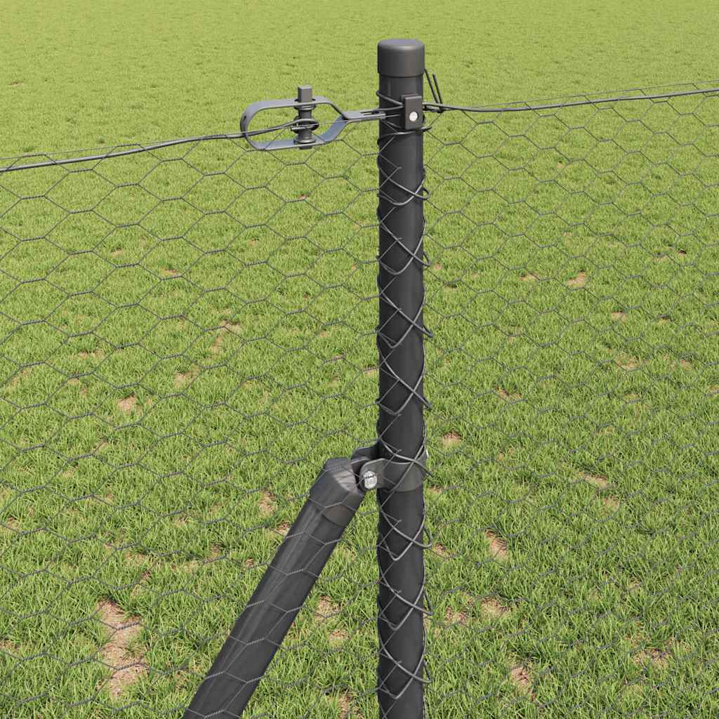 Utendørs sekskantet gjerde-fest 25 x 1 m PVC-belagt stål Grå