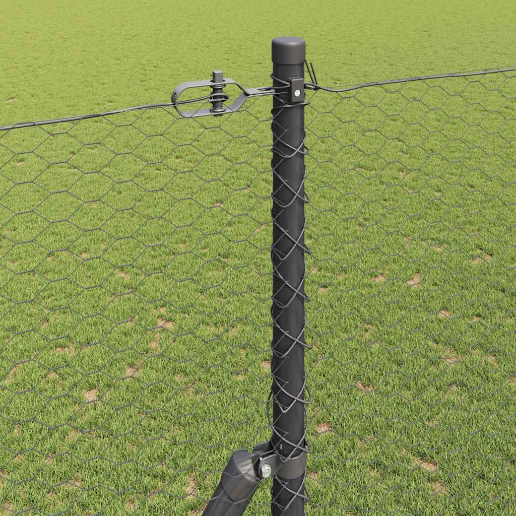 Gjerdepåle Grå 25 x 1,5 m (25 mm nett) Stål vidaXL