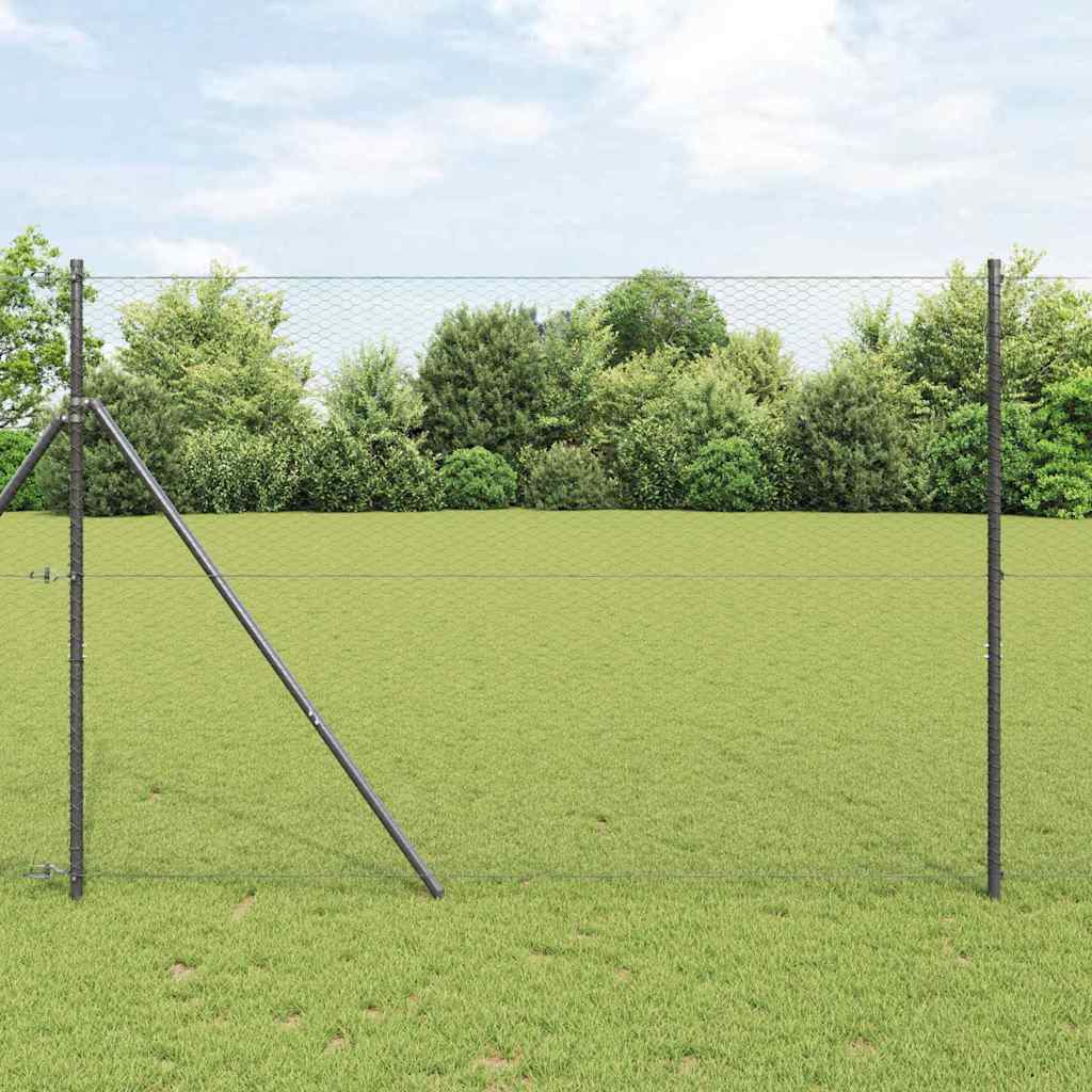 Gjerdepåle Grå 25 x 1,5 m (25 mm nett) Stål vidaXL