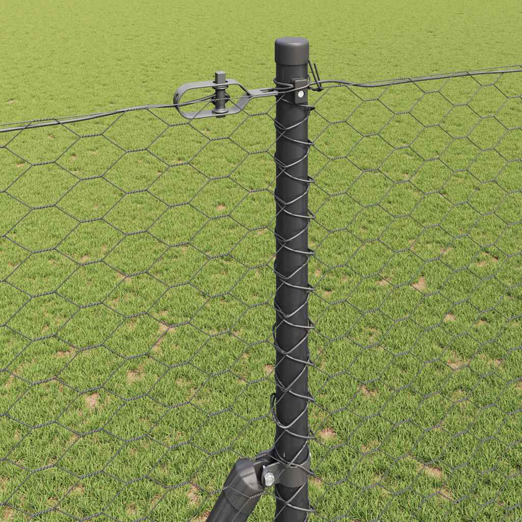 Gjerdepåle Grå 25 x 1,5 m (36 mm nett) Stål vidaXL