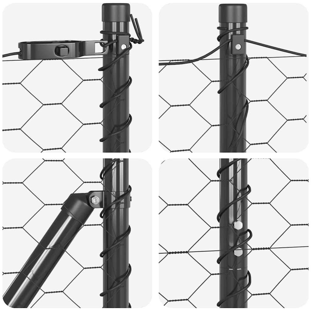 Gjerdepåle Grå 25 x 1,5 m (50 mm mesh) Stål vidaXL