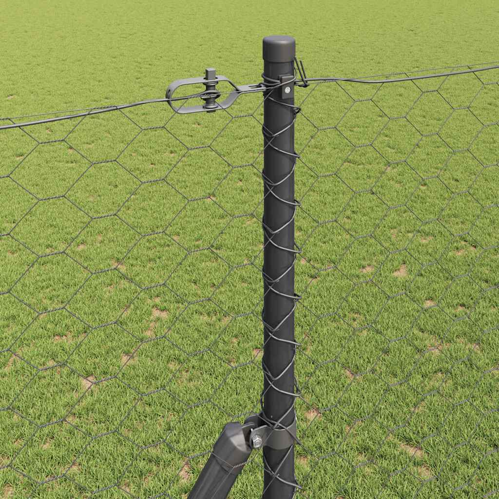 Gjerdepåle Grå 25 x 1,5 m (50 mm mesh) Stål vidaXL