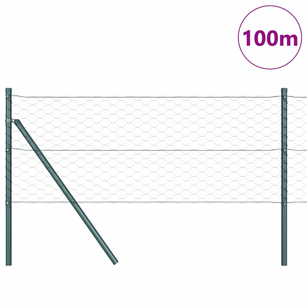 Sekskantet gjerde grunstift 100 x 0,6 m PVC-belagt stål Grå