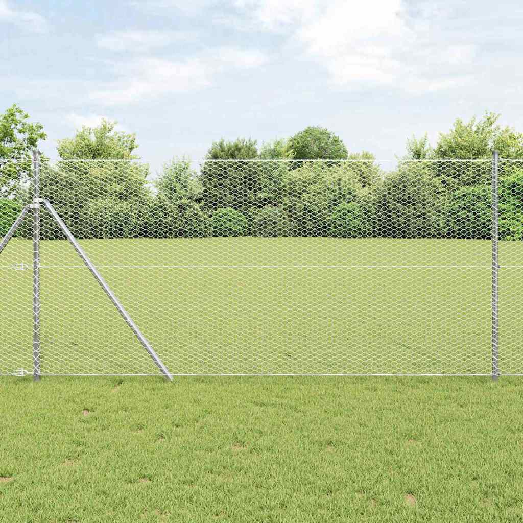 Gjerde med innlegg. sølv 1 x 10 m PVC-belagt stål