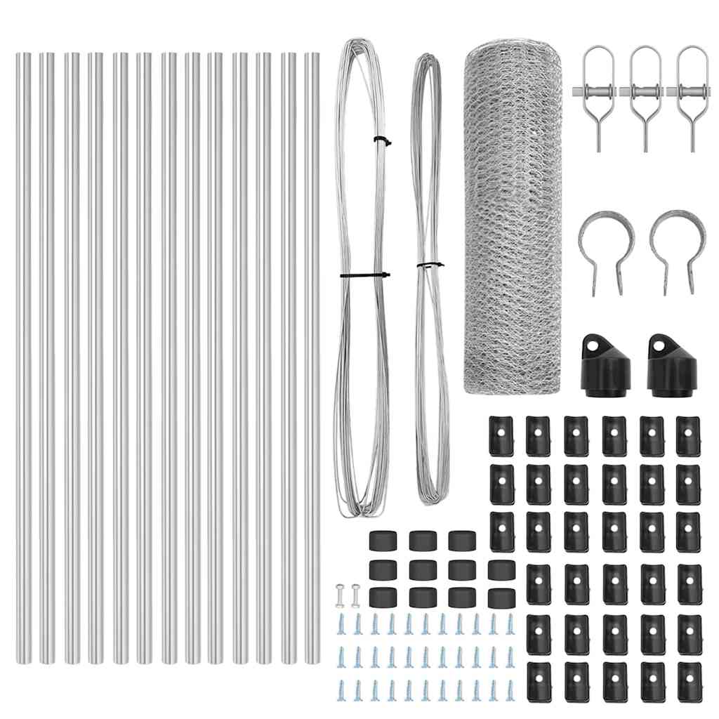 Gjerdepåle sølv 25 x 0,6 m (13 mm netting) Stål vidaXL